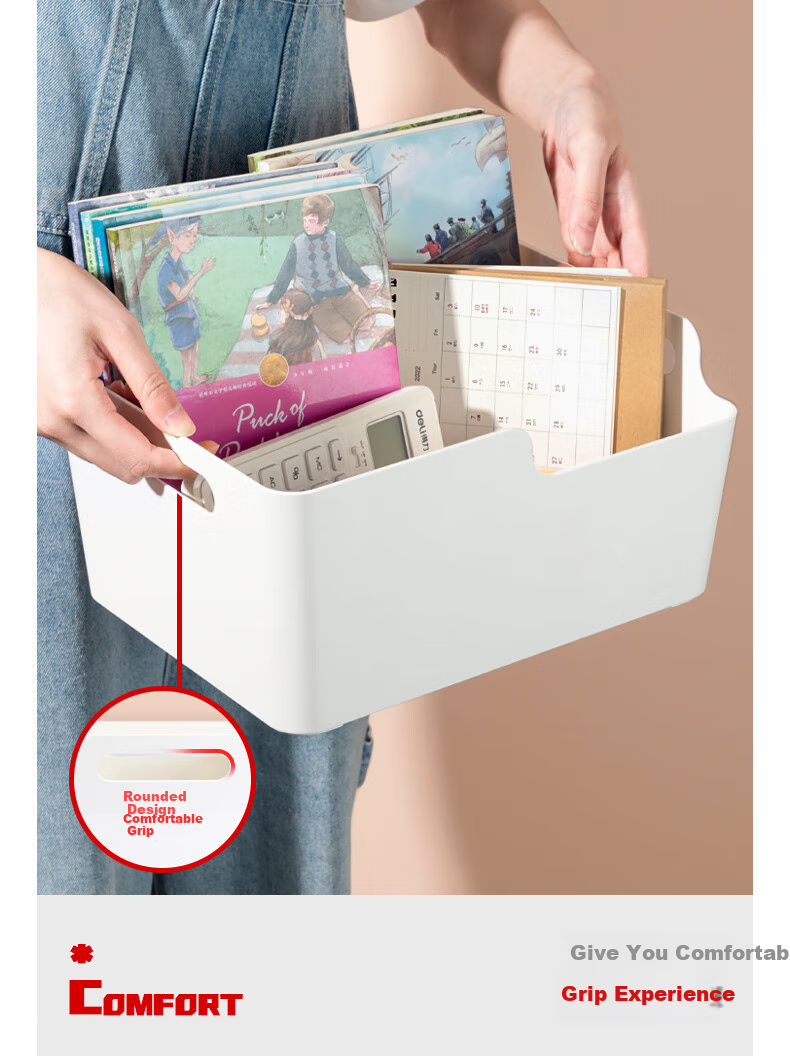 Deli Acrylic Transparent Large Capacity Thick Bookend Stand, Desktop Book Storage Box, Reading Rack, Office Student Desk Organizer, Storage Shelf, Book Storage Solution PK108 8