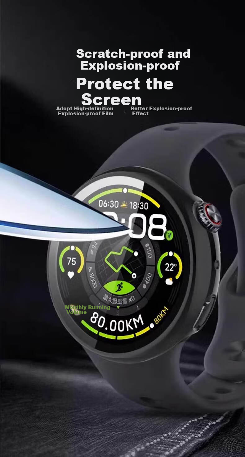 Iboann Protective Case for Vivo Watch 5, Hard Shell, Full Coverage Screen Protector for IQOO Watch 5, Anti-Scratch, Anti-Fingerprint, Shockproof Tempered Glass Film, Black 2