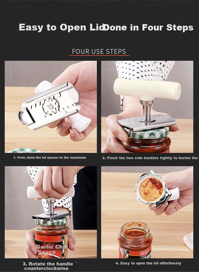 YIJUKE All-Steel Can Opener, Multi-Functional Lid Opener, Labor-Saving Cap Opener, Beer Bottle Opener, Screwdriver 3