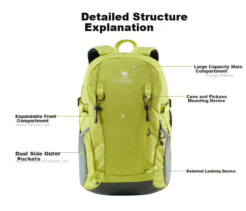 CAMEL Oxygen Pack Outdoor Mountaineering Backpack Double Shoulder Bag Sports Travel Hiking Water-Resistant Climbing Professional School Bag 18