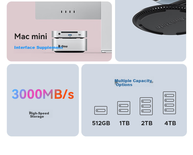 ORICO 8TB Portable SSD Compatible with Mac Mini M6/M4, Expansion Dock MiniMate External Hard Drive, 40Gbps High-Speed Storage, Heat Dissipation Base M4Ultra 4