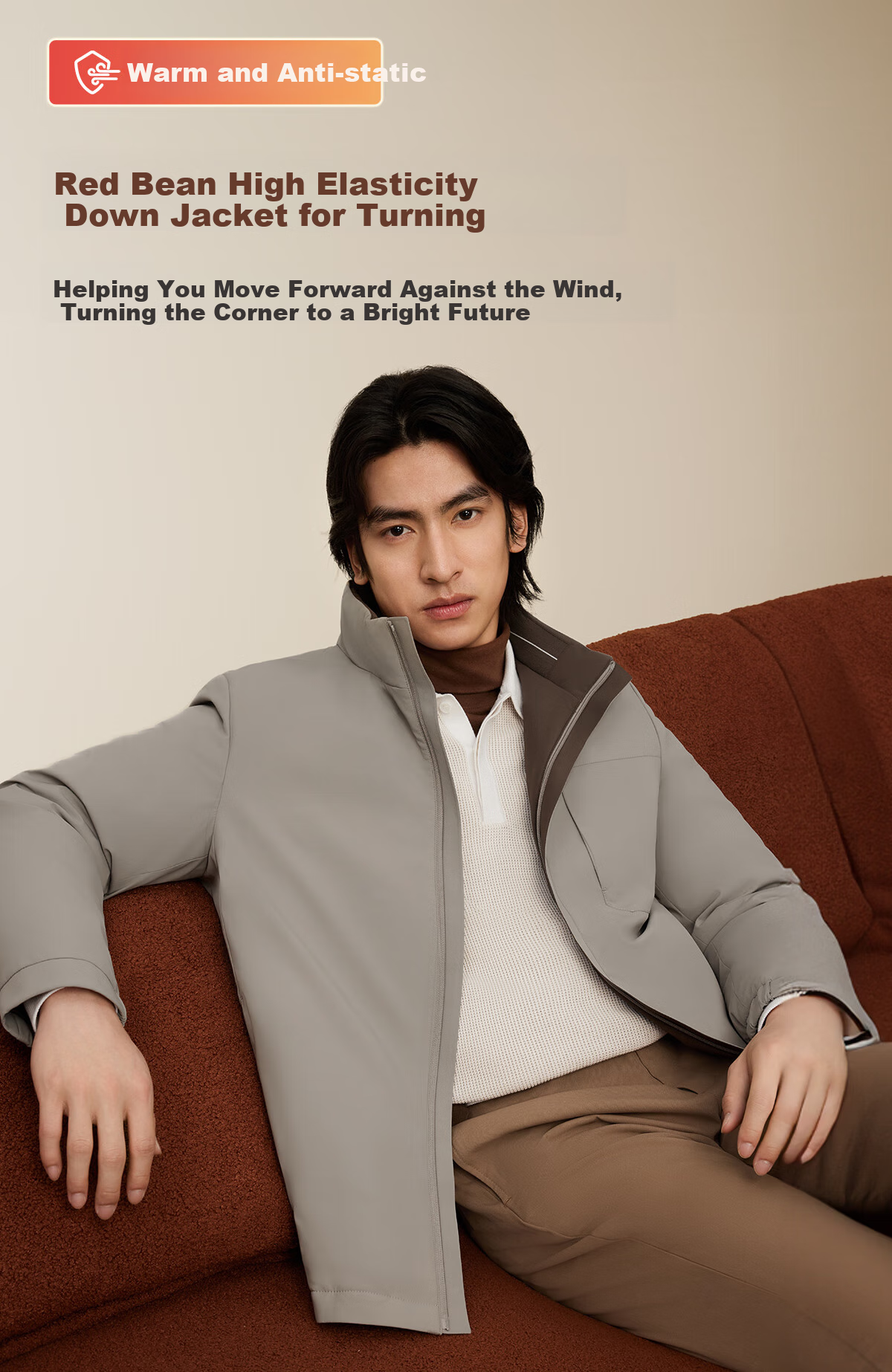 Hodo [Turn-Down Collar] Stand-Collar Executive Jacket for Men, Urban Light Outdoor Windproof Wear-Resistant High-Elasticity Coat 2