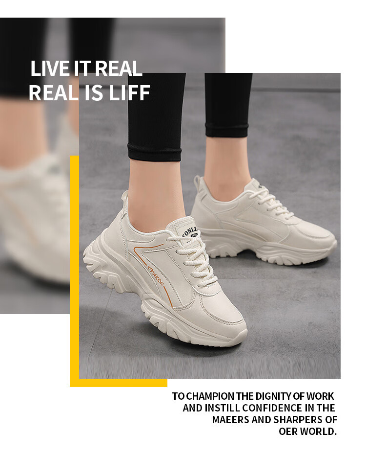 TonLion Women's Spring Summer 2026 Leather Dad Sneakers Casual Thick Sole Sports Shoes Black Size 38 1