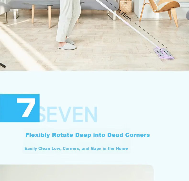 MIAOJIE Flat Mop with 34cm Cloth, 129cm Handle, Household All-In Lazy Person's Floor Mop 11