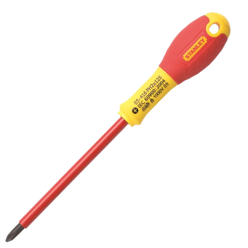STANLEY Dual-Color Handle Cross Insulated Screwdriver PH2x125mm, Screwdriver Bit, 65-416