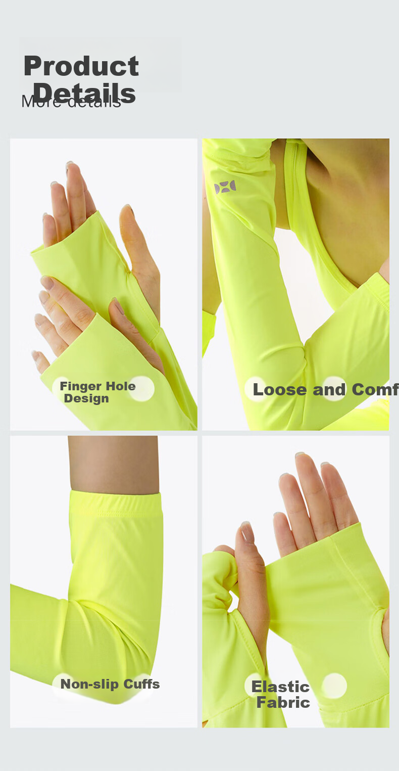 HOII Ice Silk Sun Protection Arm Sleeves, UV-Resistant, Breathable, Lightweight, Fashionable, for Driving And Cycling, Suitable for Men And Women in Summer, Yellow, M Size 8