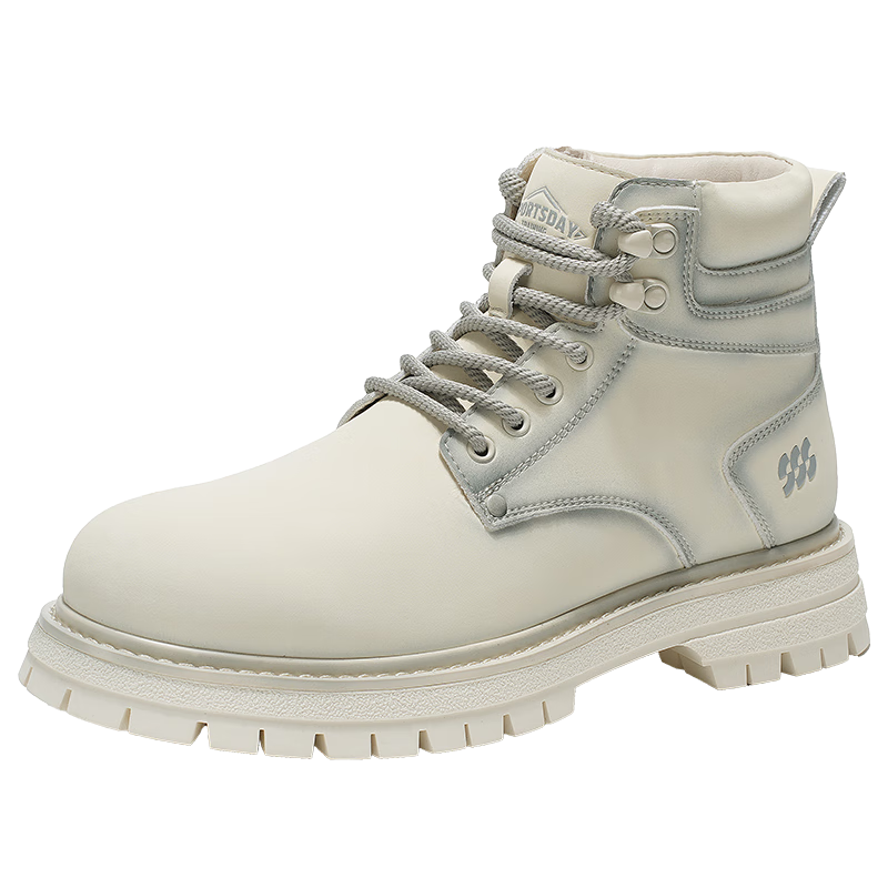 HLA New Year Gift Couple Boots Retro Yellow Boots Men Comfortable Versatile Martin Boots T249 White Size 40