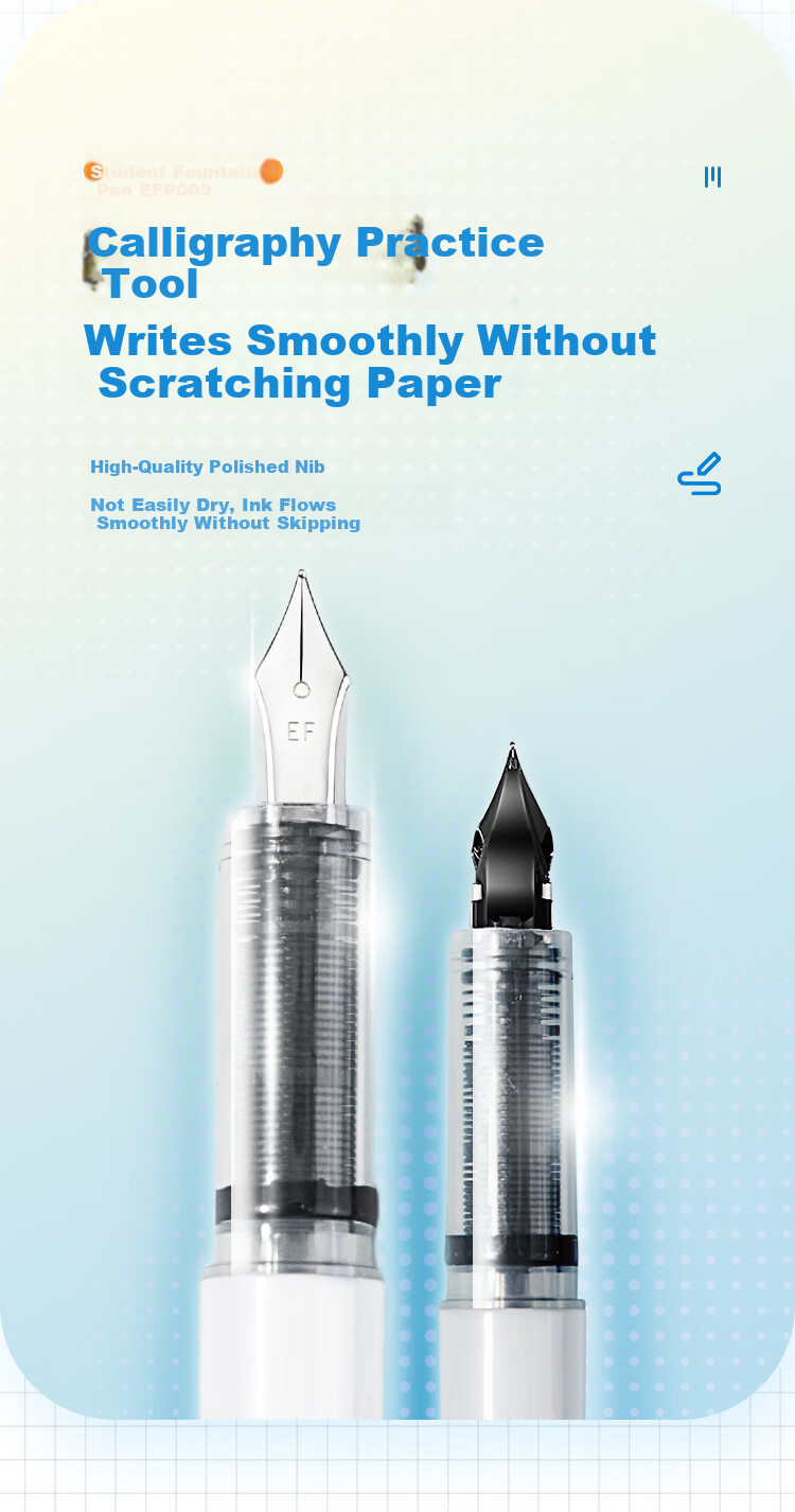 COMIX Erasable Posture Correction Fountain Pen 0.38mm Wuhuang Collaboration Erasable Copy Pen 1 Piece EF Fine Nib Erasable Blue Ink Cartridge 4 Pieces EWHGF0100 3