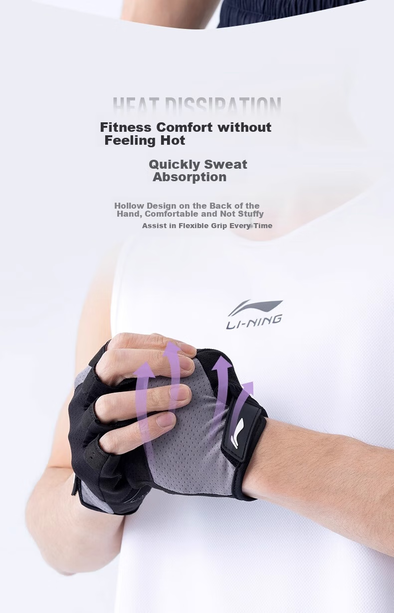 Li-Ning Fitness Gloves for Men, Pull-Up Bar, Weightlifting, Gym Equipment Training, Women's Sports, Cycling, Palm Protection, Wrist Support, Non-Slip, Anti-Callus 2
