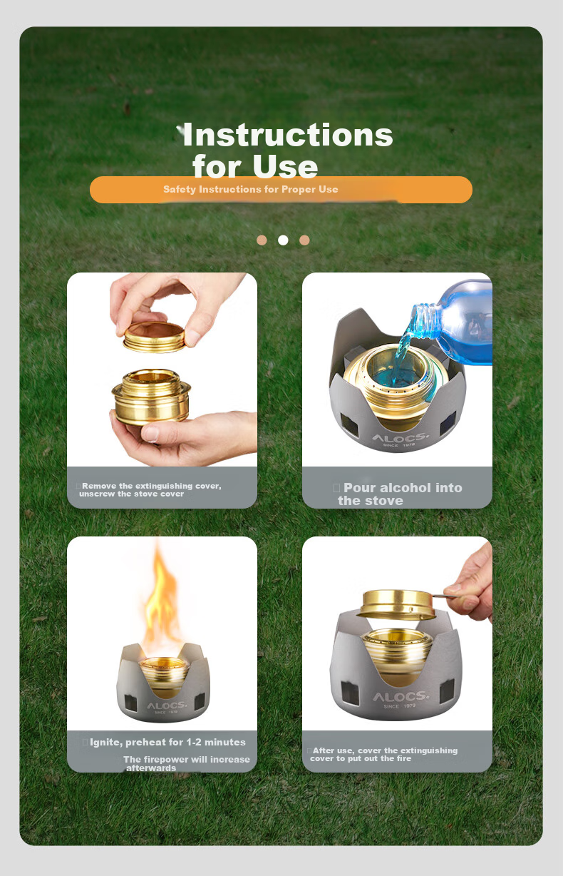 ALOCS Outdoor Camping Alcohol Stove, Portable Solid-Liquid Alcohol Burner Head, Self-Driving Tour Picnic Stove 5
