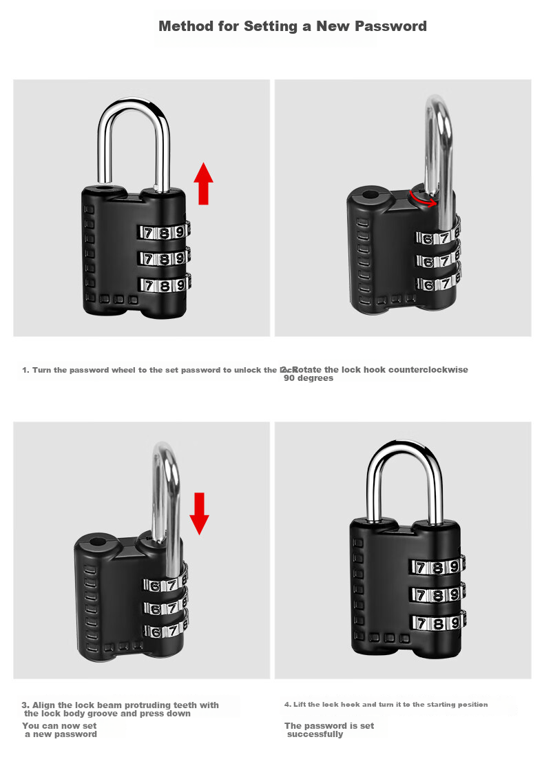 IGear Four-Digit Combination Padlock, Large Outdoor Waterproof Rust-Resistant Metal Lock, Tool Box Luggage File Cabinet Mechanical Lock 13