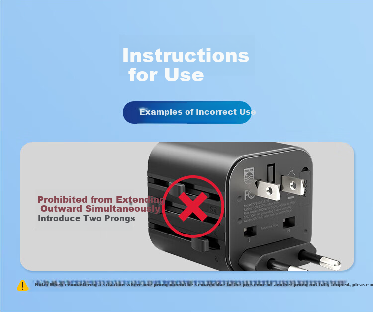 PHILIPS Side-Insert 2-Outlet Travel Adapter/multi-Country Universal International Travel Socket Converter/Compatible with UK, EU, US, AU, Japan, Hong Kong, Singapore, Thailand, Includes Powder 11