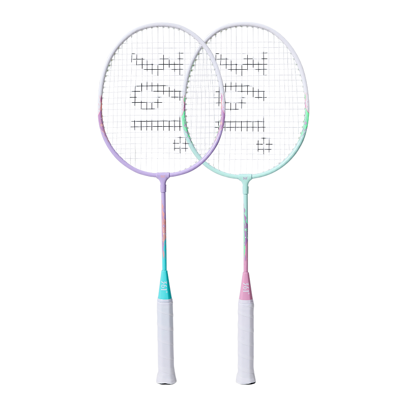 361° Badminton Racket Set for Children And Primary School Students, Ultra-Light Alloy Racket, Durable Training And Competition Racket for Ages 3-12, Purple + Gree