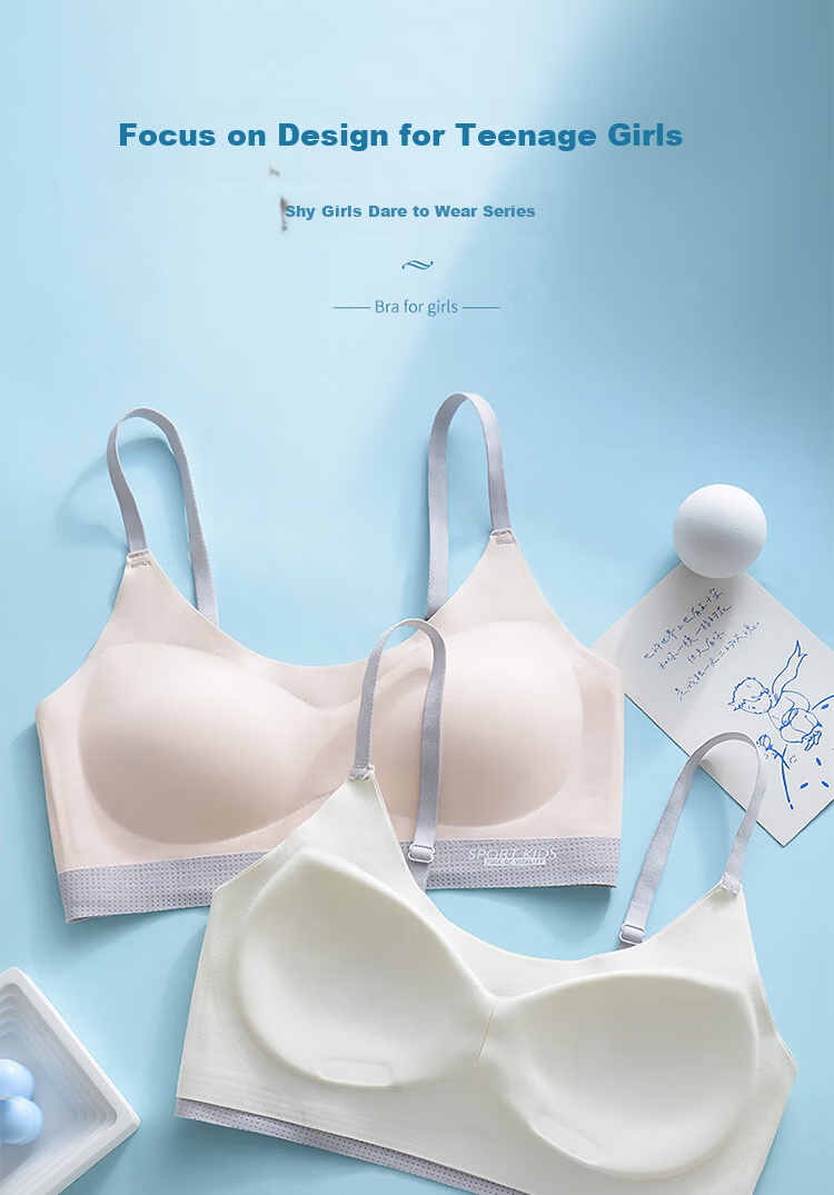 LangSha Girls' Underwear Bra, for Female Students And Children, Shock-Absorbing Sports Bra, for Teenagers in Middle School And High School, Puberty Development Period 13