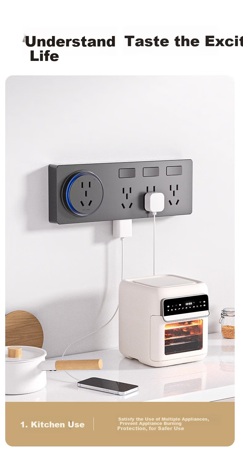 AUX 86 Concealed Extension Socket, White with Switch, No Drilling Required, Multi-Functional Converter, Three Outlets, 26 Holes, Left Expansio 7