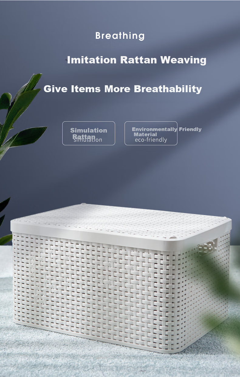 JEKO&JEKO Storage Basket, Clothes Organizer, Laundry Hamper, Rattan-Like Storage Box, Sorting Container, Storage Bin, Storage Box, Cream White Color 3