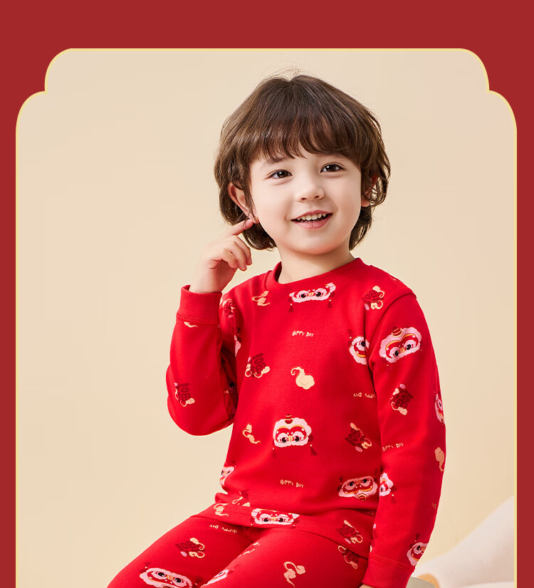Badibadi Baby Toddler Sleepwear Set Boys Girls Autumn Pajamas Homewear Wish Come True Red 110 3