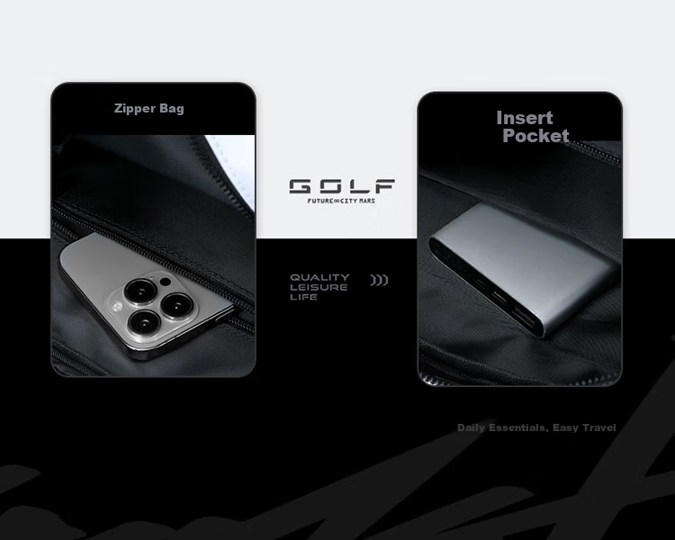 GOLF Shoulder Bag for Men And Women, Gradient Casual Sports Bag, Commuter IPad Phone Bag, Water-Resistant Travel Bag 9