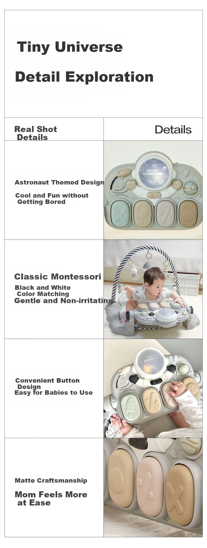 BEIESTATE Astronaut Baby Gym Frame, 0-6 Months Newborn Welcome Gift, Piano Foot Pedal Gym Frame, Infant Toy 11