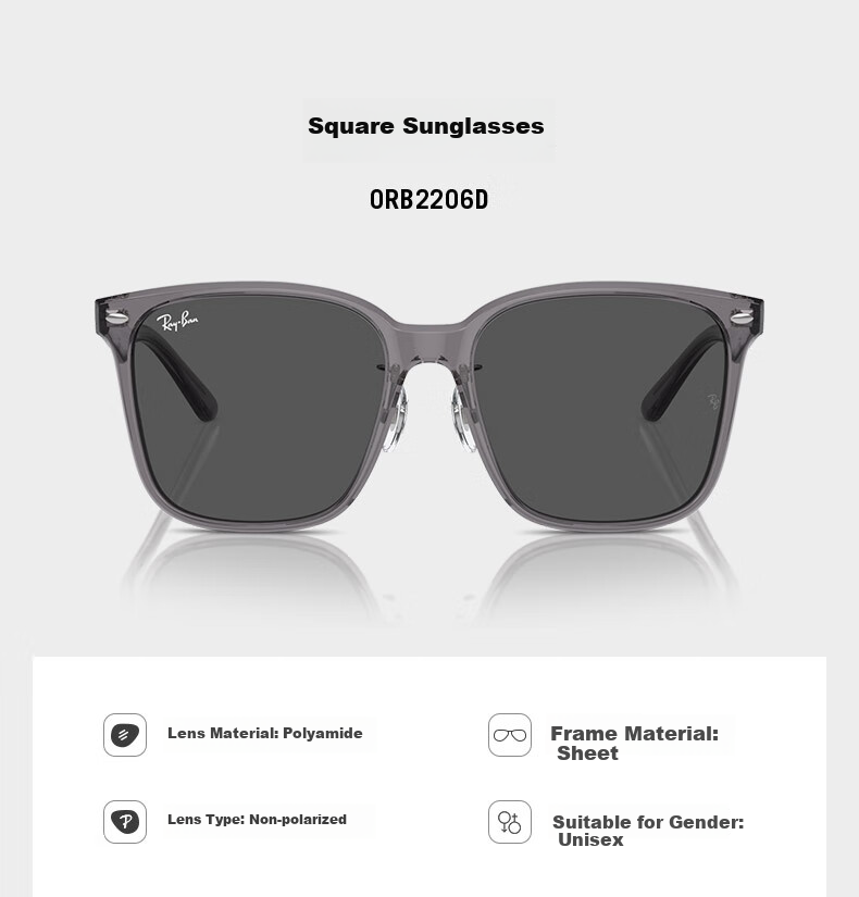 RayBan Sunglasses for Men And Women, Outdoor Travel Driving Glasses 0RB2206D 1