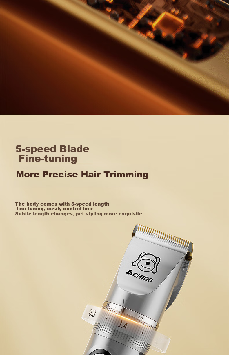 CHIGO Dog Electric Hair Clipper, Pet Grooming Tool, Hair Trimmer, Beauty Styling Pet Cat Hair Clipper, Paw Hair Trimmer, Hair Pusher F858A Graduation Gift 13