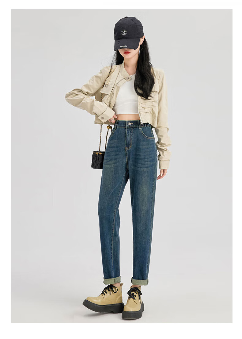 LangSha High Waist Harem Jeans for Women Spring Autumn Pear Shape Loose Slimming Cropped Vintage Carrot Dad Pants 24