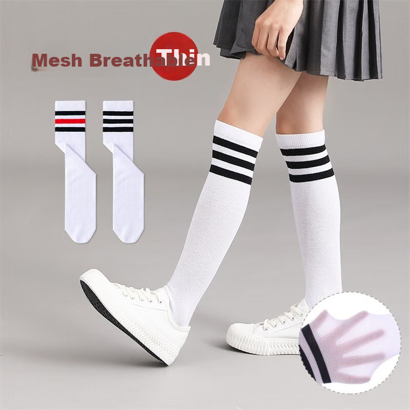 Banbi Children's Soccer Socks, Summer Thin Mesh, Student Sports Over-Knee Long Cotton Socks, B0531, Size M