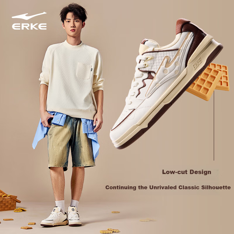 ERKE Men's Skateboard Shoes, Summer New Style Breathable Versatile Casual Shoes Comfortable Sneakers | Wushuang 3.0 - Waffle