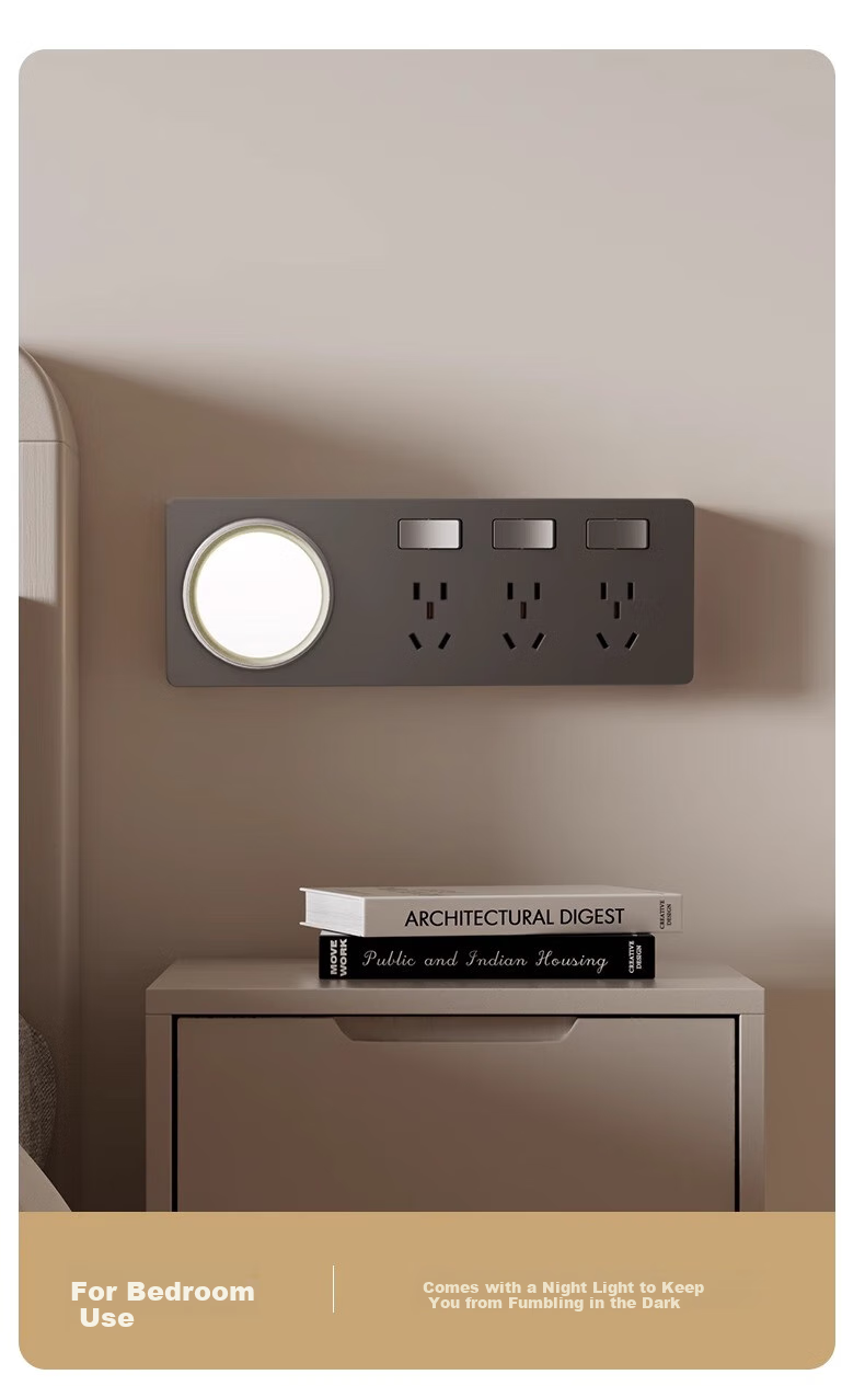 AUX 86 Concealed Extension Socket, White with Switch, No Drilling Required, Multi-Functional Converter, Three Outlets, 26 Holes, Left Expansio 8