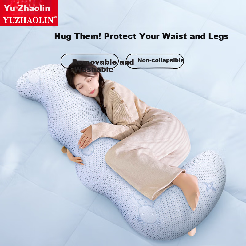 YUZHAOLIN Pregnancy Leg Hugging Side Sleep Pillow Ice Silk Cooling Long Body Pillow Removable and Washable