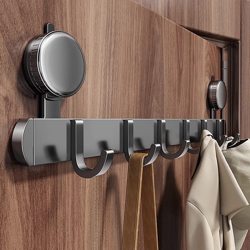 YOUQIN Suction Cup Door Hook, Strong Adhesive No Drilling Required, Bathroom Storage Rack Hooks, Entrance Door Coat Hanger Organizer, Space Aluminum Heavy-Duty Kitchen Hooks