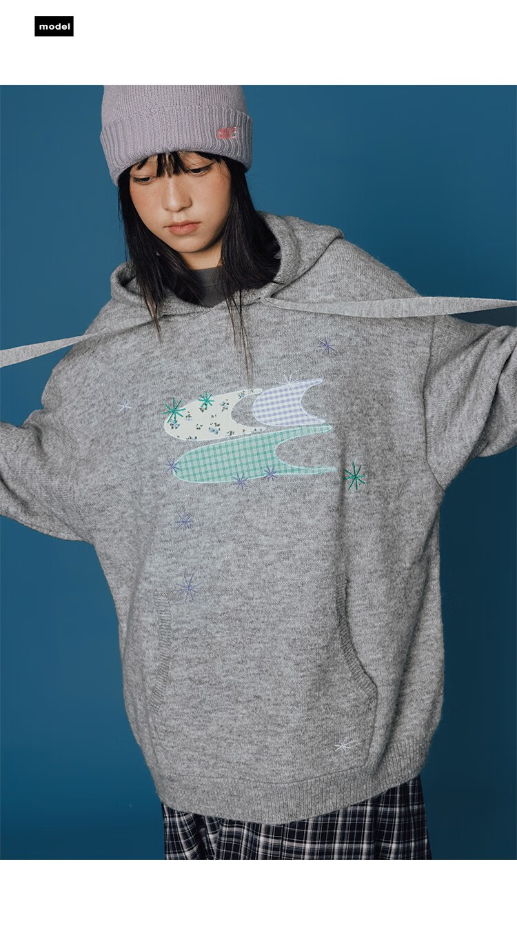 CryingCenter Patchwork Star 3C Hooded Sweater Unisex Heather Gray L 1
