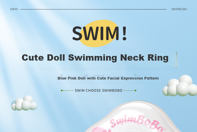 Swimbobo Infant Swim Ring with Double Air Chambers Neck Ring, 0-1 Year Old Newborn Swim Ring, Baby Bath Neck Ring K5012 Pink L 1