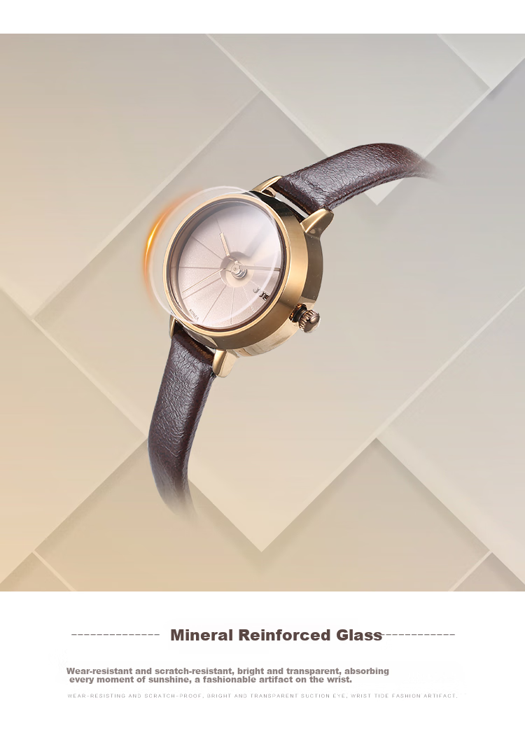 Julius Women's Watch, Korean Version, 3D Dial, Fashionable Versatile Student Waterproof Quartz Ladies Watch, Coffee Color JA-979E 8