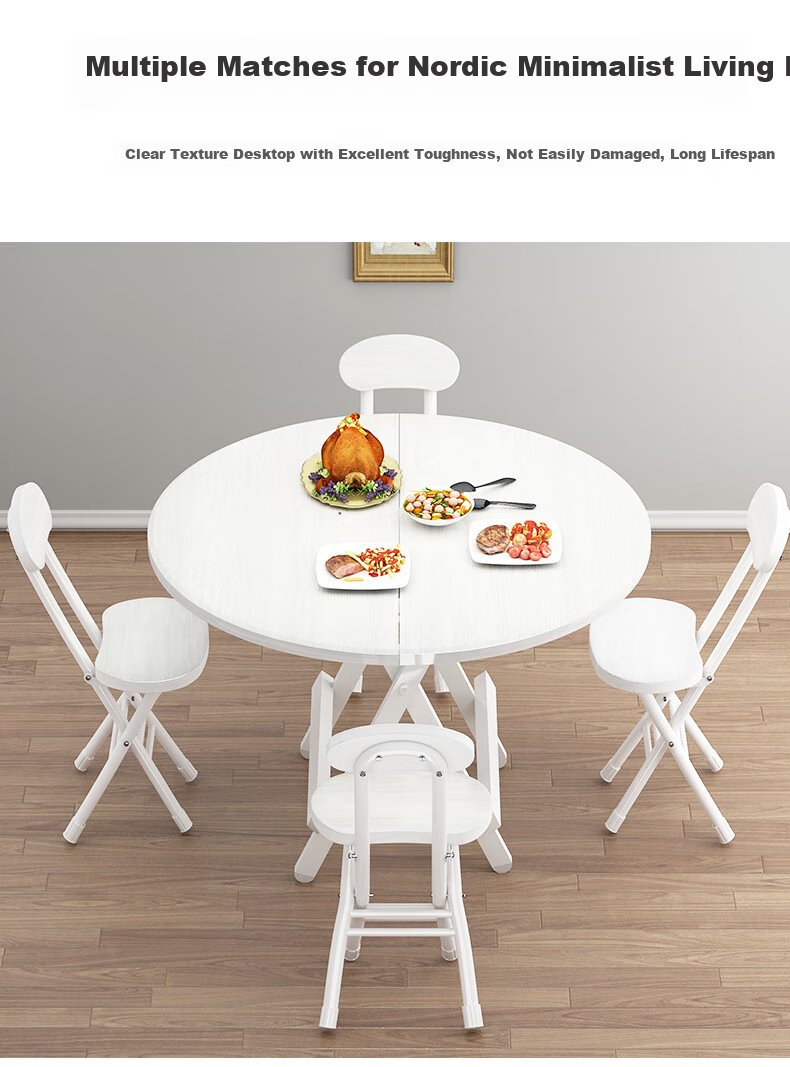 Chibailun Foldable Table, Home Dining Table, Simple Dining Table for Small Apartments, Balcony Round Table, Portable Market Stall Table 6