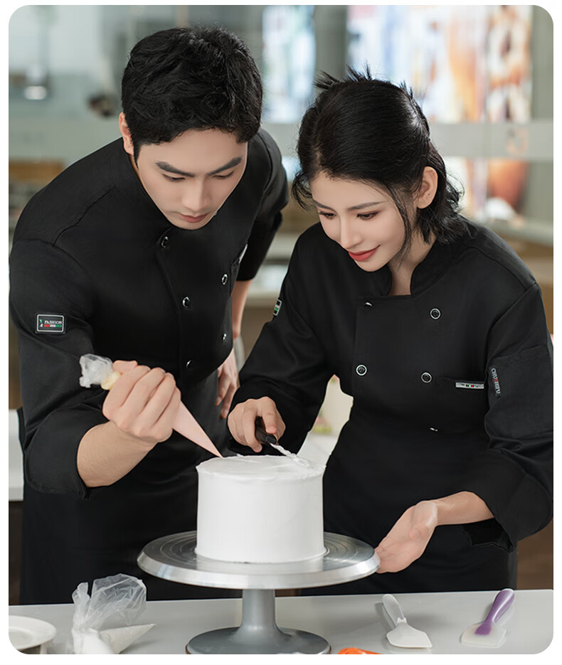 Lido According to Chen Chef Workwear White Long Sleeve Autumn Chef Jacket Breathable Sweat-Absorbing Unisex Hotel Restaurant Kitchen Uniform 14