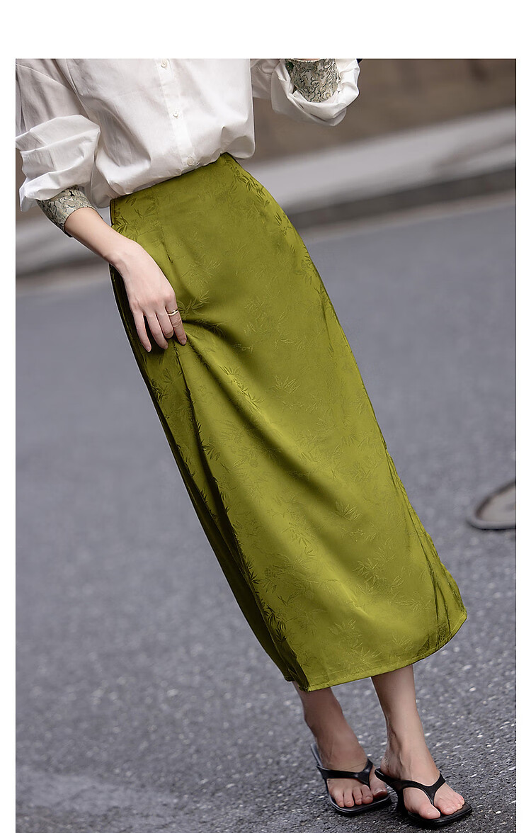 Dme [Bubushenghua] Autumn Chinese Style New Comfortable Elastic Waist Fashionable Slit Skirt for Women to Conceal Body Shape 6