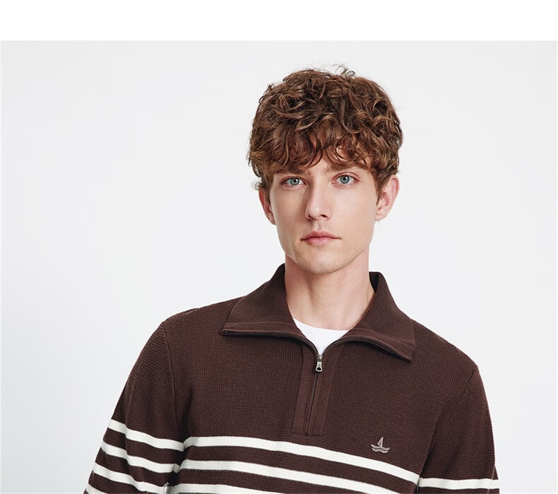 Navikail Star Model Italian Small Sailboat Men's 25-Style Half-Open Collar Striped Casual Knit Sweater 1344045502 25