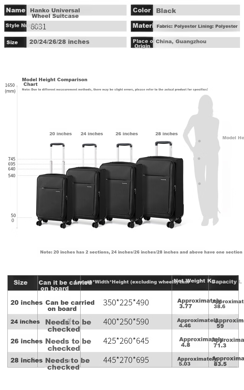 HANKE Luggage Suitcase for Men And Women, Travel Case, 24-Inch Black, 65L Capacity, Password Lock, Large Capacity with Expandable Space 5
