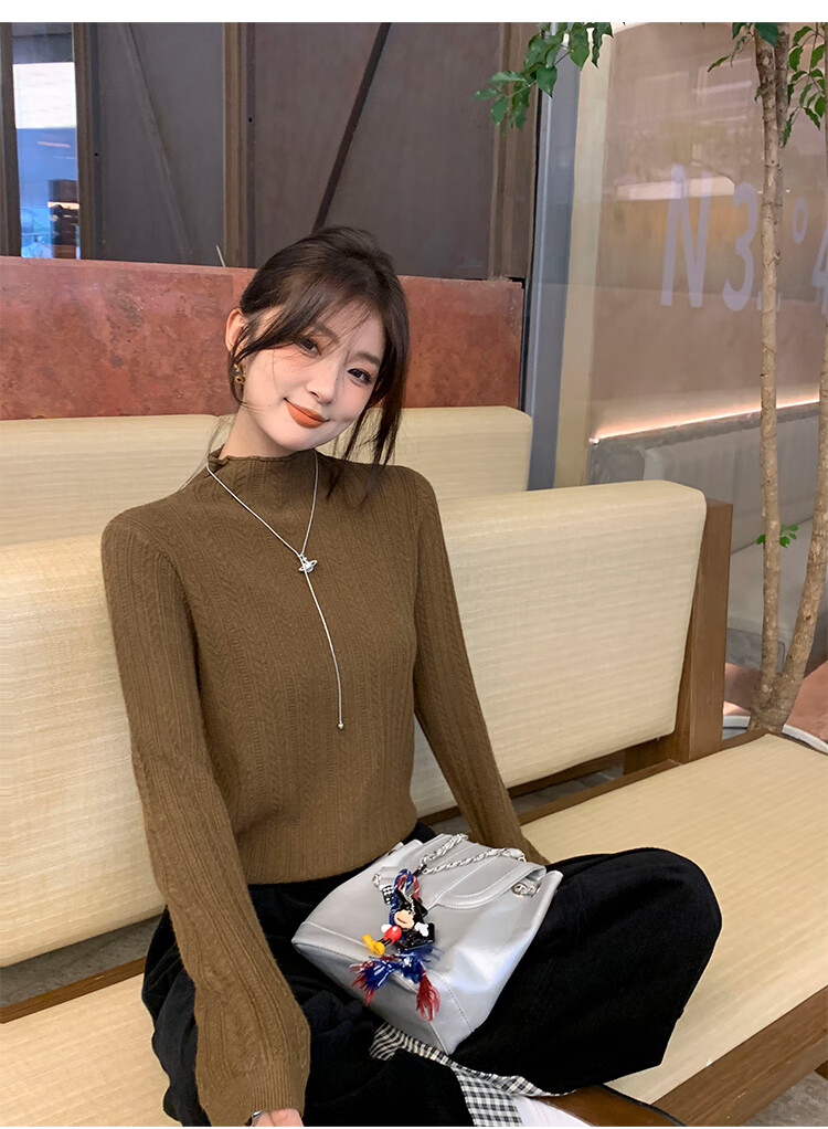 YUZHAOLIN Apricot Half Turtleneck Base Shirt Women's Little Chanel Style Inner Wear 2025 Autumn Winter New Sweater Knit Top 20
