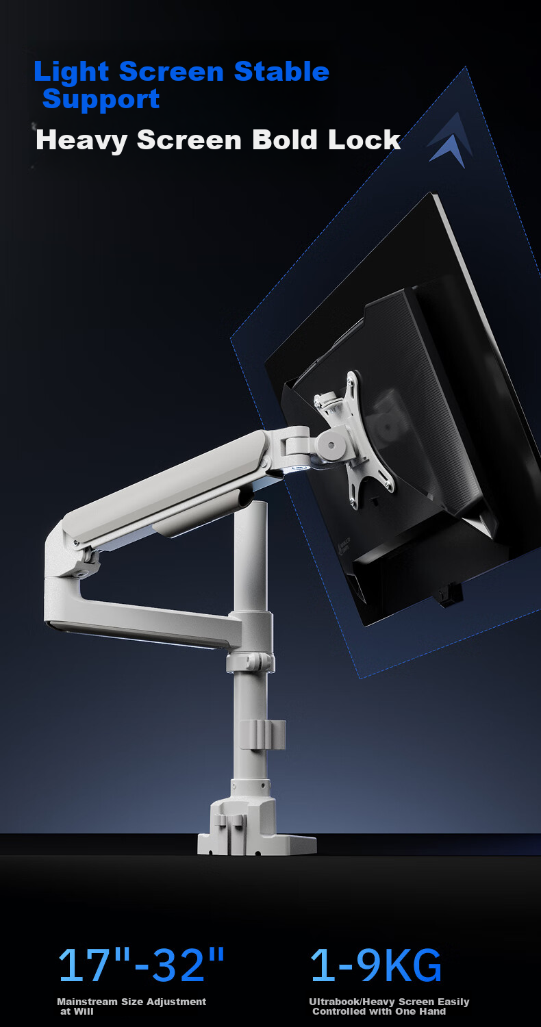 Brateck Beihu Monitor Stand, Inverted Mechanical Arm, Computer Stand Desktop Clamp Base, Inverted Screen Lifting Arm E350pd Black 17-32 Inch, Dormitory Suspended Bracket 13