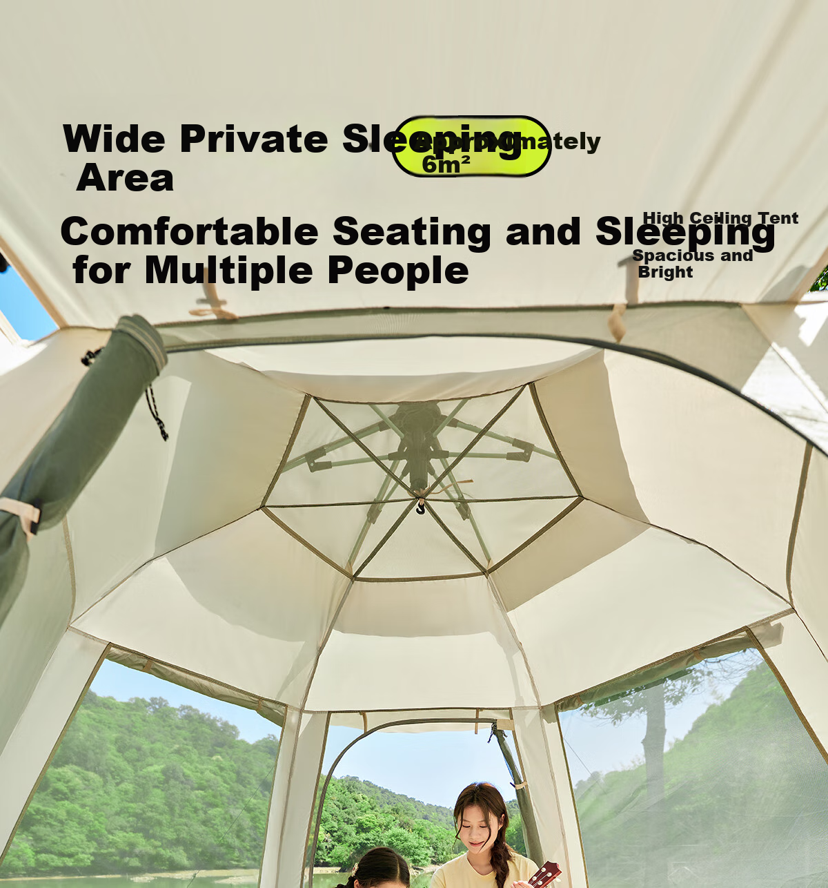 CAMEL X Outdoor Canopy Tent, Foldable Portable Hexagonal Camping Overnight Outdoor Camping Complete Set of Equipment 10