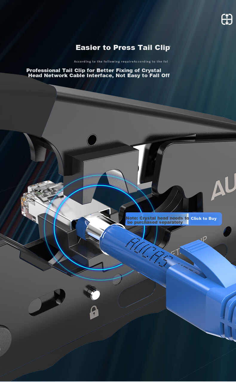 AUCAS Network Cable Crimper, Network Telephone RJ45 Connector Crimping Tool, 6P/8P Multifunctional Professional-Grade Category 6/7 RJ45 Shielded Swallow-Tail Crimping Pliers ACPT7-567 5