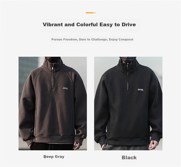 JEEP Men's Sweatshirt, Spring And Autumn Waffle Knit Long-Sleeve Base Layer, Heavyweight Top, Men's Clothing, Dark Gray, Size M 1