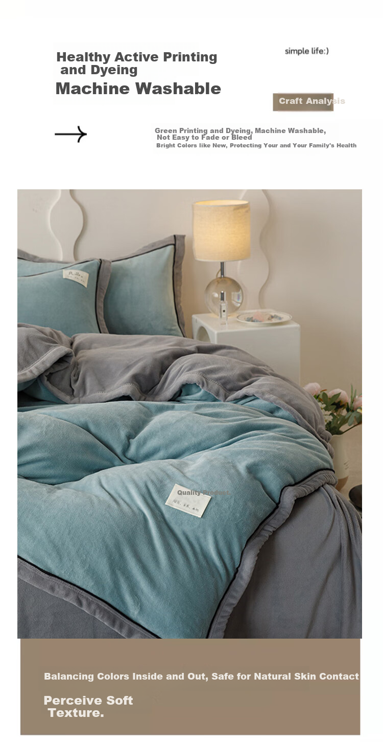 Wuyinliangpin Winter Milk Velvet Duvet Cover, Single Piece, Autumn And Winter Fleece-Lined Coral Velvet Single Quilt Cover, Double-Sided Plush Duvet Cover, 180*220cm 9