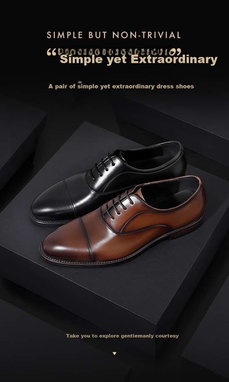 Belle Zhang Linghe Same Style Gentleman Business Formal Leather Shoes Gift Box Men's Shoes Cowhide Wedding Shoes 59736 Black-Pearl 40 2