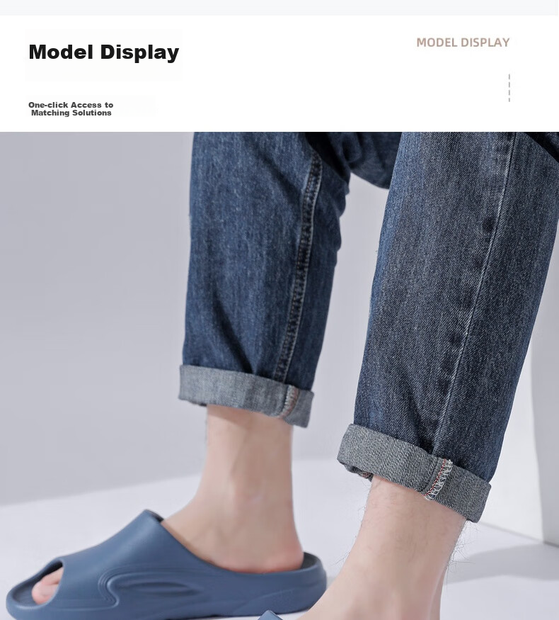 Huili Men's Slippers, Sports Outdoor Wear, Non-Slip, Antibacterial, Comfortable Cushioning Sandals, HL0566 Blue-Gray Color, Size 40-41 1