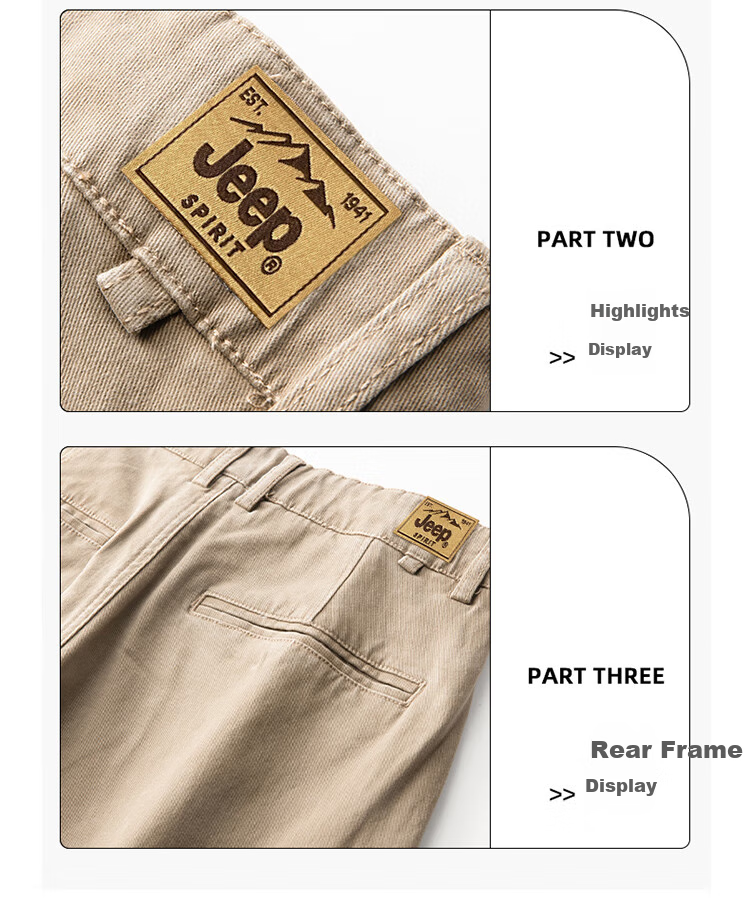 JEEP Casual Pants for Men, Loose-Fitting Trendy Spring And Summer High-End Straight-Leg Cargo Pants, Light Khaki, Size 28 2