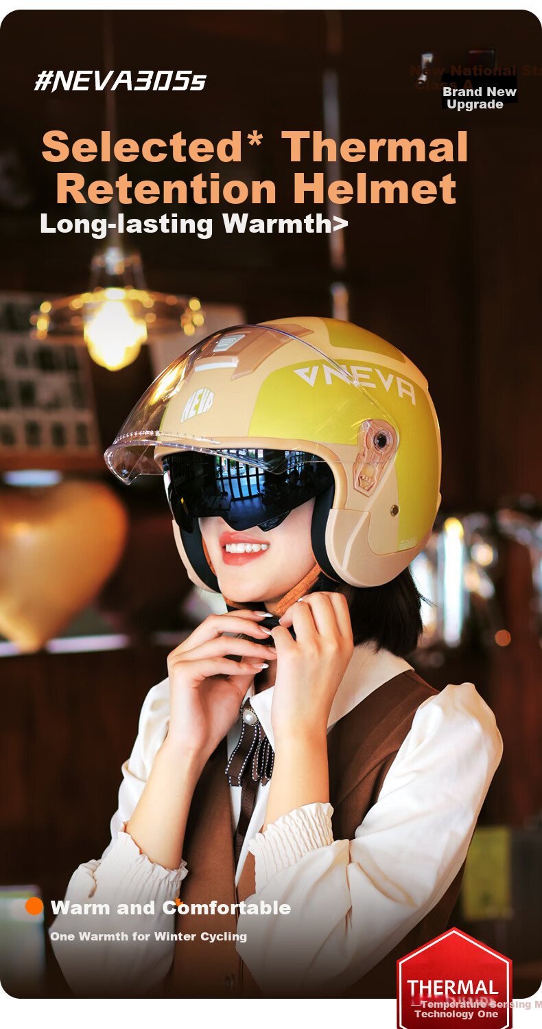 NEVA New National Standard Class A 3C Certified Helmet for Electric Vehicles And Motorcycles, Unisex Windproof Anti-Fog Warm Dual Visor All-Season Safety Helmet with Anti-Fog High-Definition View 5