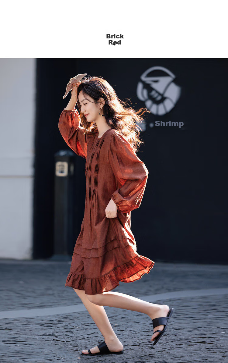 Dme [Tasha Xing Wan] Spring Silky Lyocell Tea Break Dress, Elegant Accordion Pleated Lace Dress 4